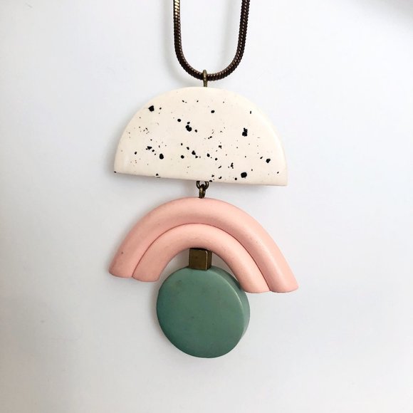 IEBIS Pink & Green Speckle Polymer Clay Necklace - Picture 10 of 11